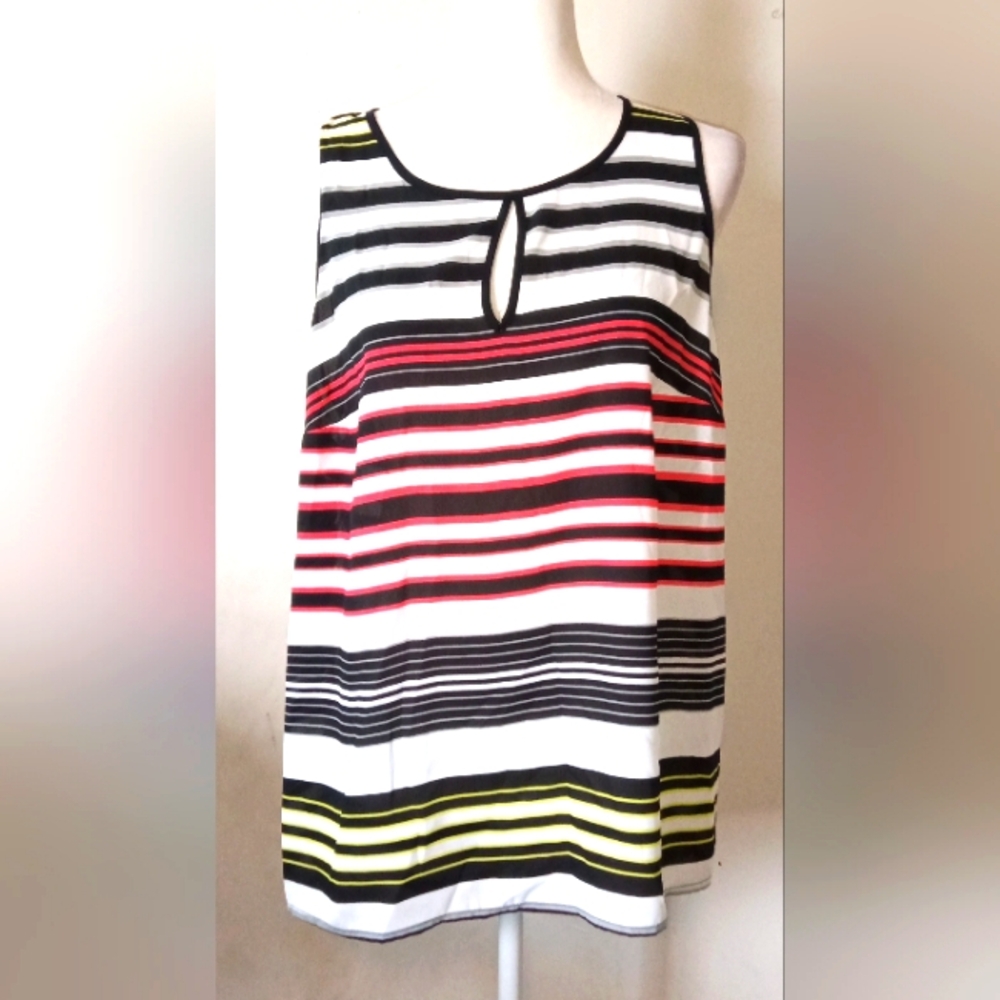 Maurices Striped Sleeveless Top - Black, Red, Green Women's Size 0/L